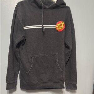 Santa Cruz Skateboards Black Sweatshirt with Hood and Logo
